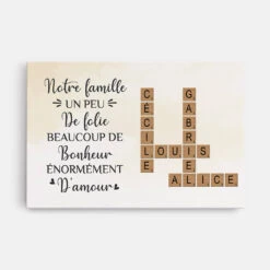 Famille Beaucoup D'Amour Sur Fond De Ciel Avec Mots Croisés - Cadeau Personnalisé | Toile Pour Famille