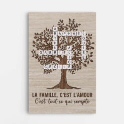 La Famille L'Amour Version Mots Croisés - Cadeau Personnalisé | Toile Pour Famille