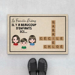 Il Y A Plein D'Enfants Ici Avec Mots Croisés - Cadeau Personnalisé | Paillasson Pour Famille