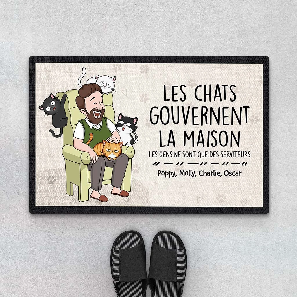 Les Chats Gouvernent La Maison - Cadeau Personnalisé | Paillasson Pour Amoureux Des Animaux 1 Les Chats Gouvernent La Maison - Cadeau Personnalisé | Paillasson Pour Amoureux Des Animaux
