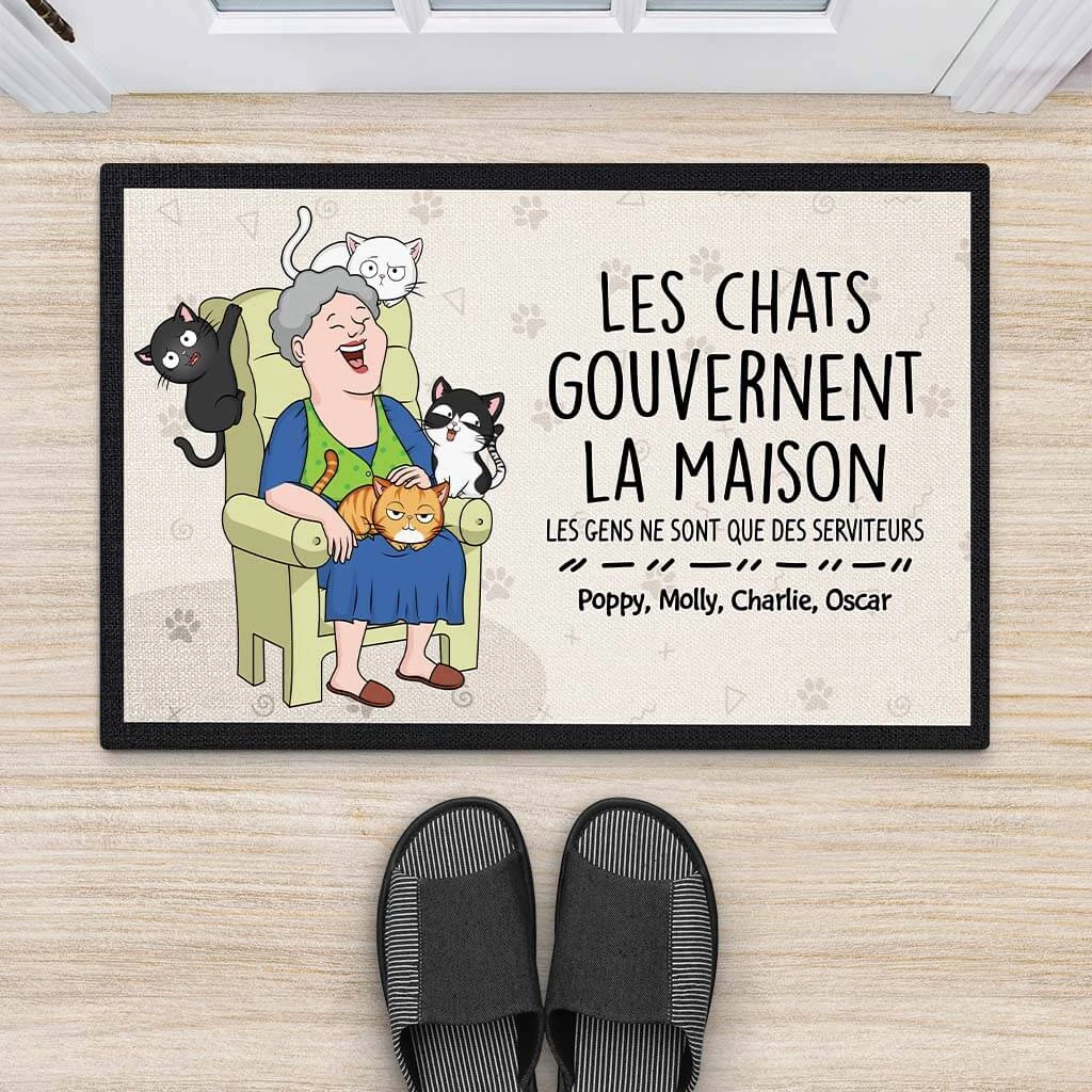 Les Chats Gouvernent La Maison - Cadeau Personnalisé | Paillasson Pour Amoureux Des Animaux 2 Les Chats Gouvernent La Maison - Cadeau Personnalisé | Paillasson Pour Amoureux Des Animaux – Image 2