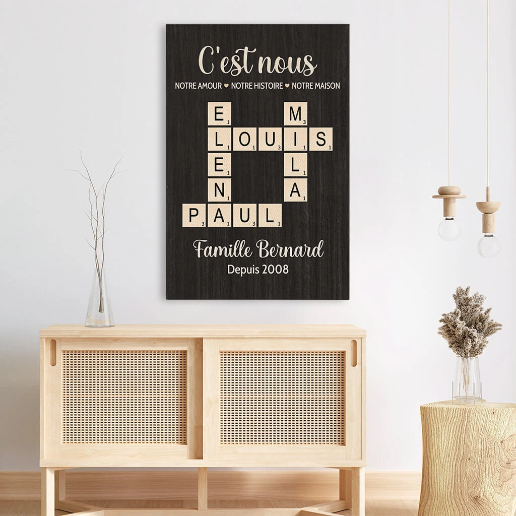 Notre Amour, Notre Histoire, Notre Maison Depuis Avec Mots Croisés - Cadeau Personnalisé | Toile Pour Famille 3 Notre Amour, Notre Histoire, Notre Maison Depuis Avec Mots Croisés - Cadeau Personnalisé | Toile Pour Famille – Image 3