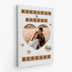 Monsieur Et Madame Avec Photo Et Mots Croisés - Cadeau Personnalisé | Toile Pour Couple -Vivelamode Soldes Magasin 3494CFR2 monsieur et madame avec photo et mots croises toile personnalisable pour couple