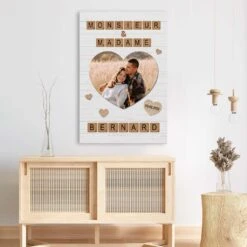 Monsieur Et Madame Avec Photo Et Mots Croisés - Cadeau Personnalisé | Toile Pour Couple -Vivelamode Soldes Magasin 3494CFR3 monsieur et madame avec photo et mots croises toile personnalisable pour couple