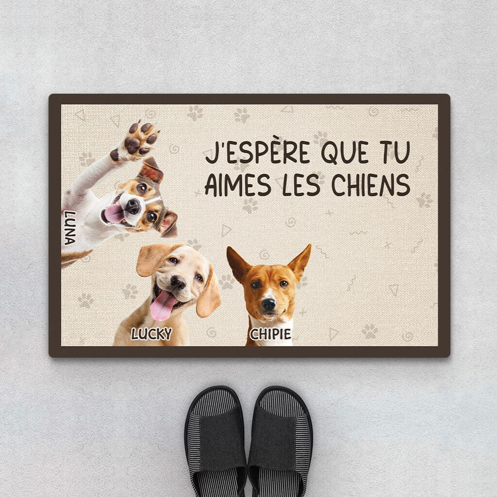 J'espère Que Tu Aimes Les Chiens Avec Photo - Paillasson Personnalisé 1 J'espère Que Tu Aimes Les Chiens Avec Photo - Paillasson Personnalisé