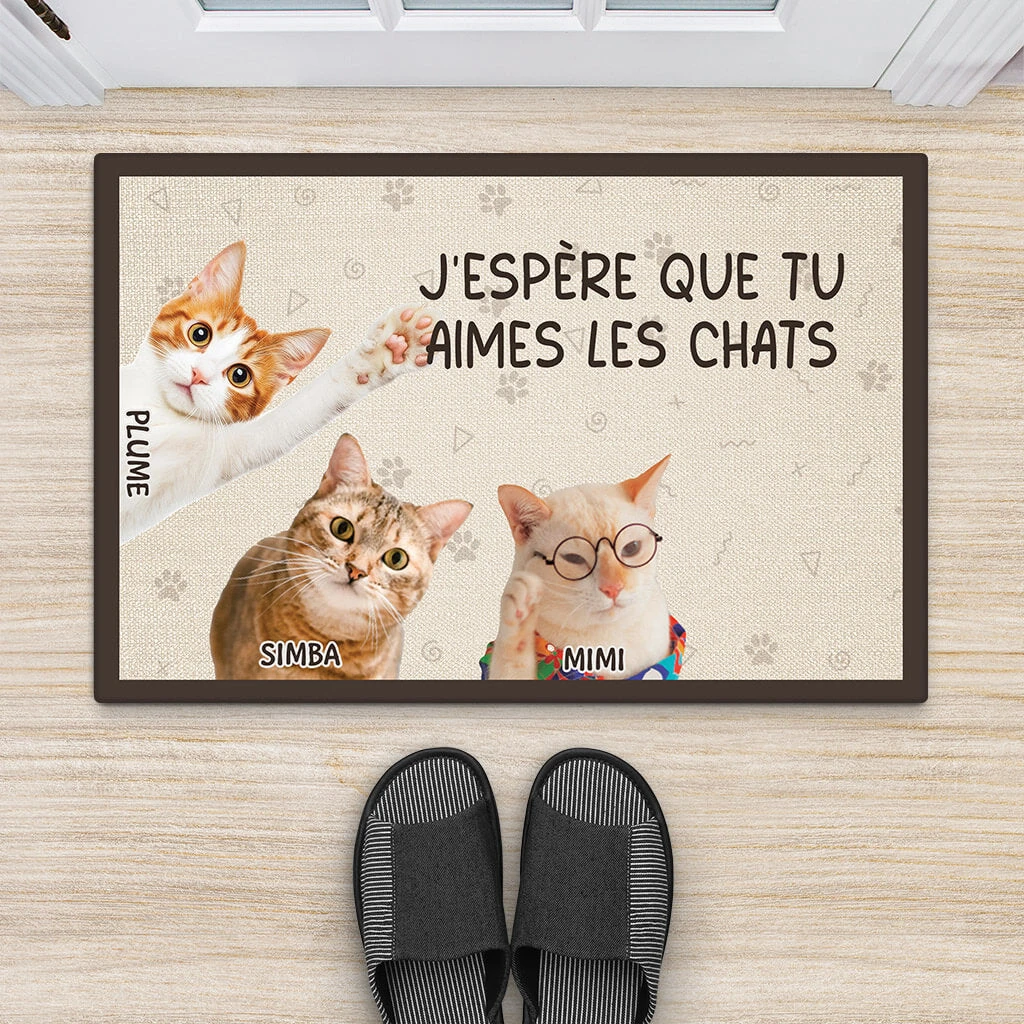J'espère Que Tu Aimes Les Chats Avec Photo - Paillasson Personnalisé 2 J'espère Que Tu Aimes Les Chats Avec Photo - Paillasson Personnalisé – Image 2