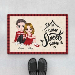 Home Sweet Home Version Noel - Cadeau Personnalisé | Paillasson Pour Couple
