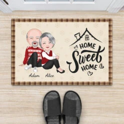 Home Sweet Home Version Noel - Cadeau Personnalisé | Paillasson Pour Couple -Vivelamode Soldes Magasin 3515DFR2 home sweet home version noel tapis personnalise pour couple
