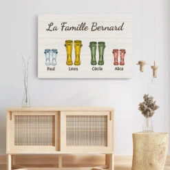 La Famille Version Bottes Colorées - Cadeau Personnalisé | Toile Pour Famille -Vivelamode Soldes Magasin 3523CFR3 la famille version bottes colorees toile personnalisee famille