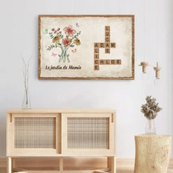 Le Jardin De Mamie Vintage Avec Mots Croisés - Cadeau Personnalisé | Toile Pour Mamie -Vivelamode Soldes Magasin 3524CFR3 le jardin de mamie vintage avec mots croises toile mamie personnalisee