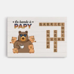 La Bande À Papy Ours Avec Mots Croisés - Cadeau Personnalisé | Toile Pour Papy