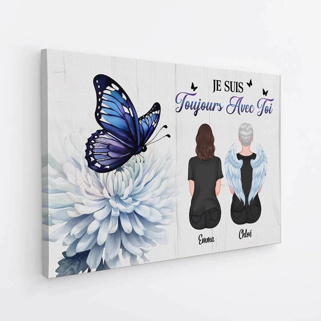 Je Suis Toujours Avec Toi Avec Papillons - Cadeau Personnalisé | Toile Pour Mamie 2 Je Suis Toujours Avec Toi Avec Papillons - Cadeau Personnalisé | Toile Pour Mamie – Image 2