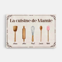 La Cuisine De Mamie Avec Les Ustensiles - Cadeau Personnalisé | Toile Pour Mamie