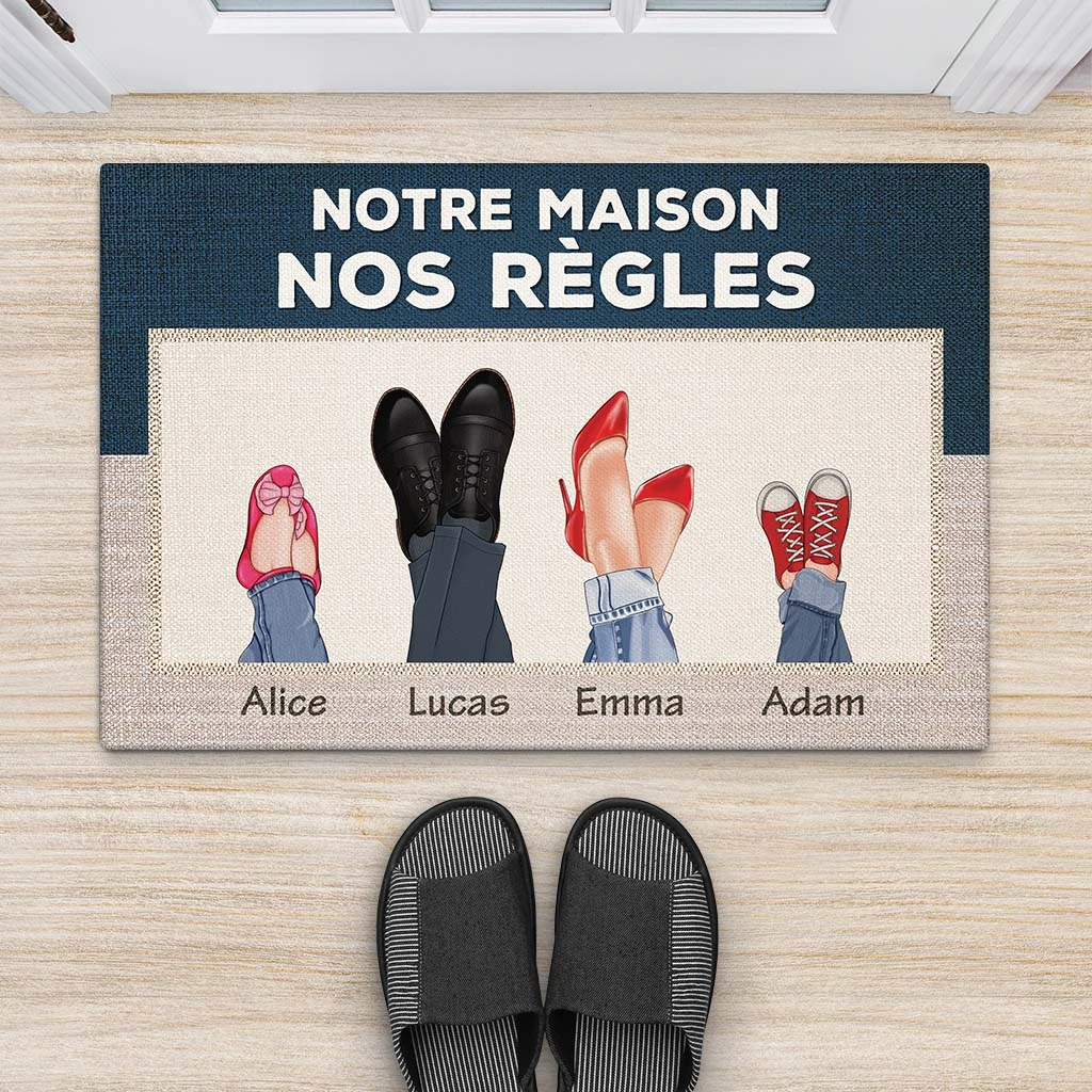 Notre Maison Nos Règles Version Chaussures - Cadeau Personnalisé | Paillasson Pour Famille 2 Notre Maison Nos Règles Version Chaussures - Cadeau Personnalisé | Paillasson Pour Famille – Image 2