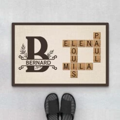 Paillasson Personnalisé Famille Avec Mots-Croisés Et Initiale