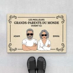 Les Meilleurs Grands-Parents Vivent Ici - Cadeau Personnalisé | Paillasson Pour Grands-Parents