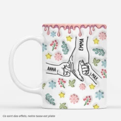 [Effet D'impression 3D]Maman Tenant Les Mains Version Noel Pastel - Cadeau Personnalisé | Mug Pour Maman
