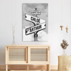 Toile Version Panneau De Rue Vintage - Cadeau Personnalisé | Toile Pour Couple -Vivelamode Soldes Magasin 3673CFR3 toile version panneau de rue vintage tableau personnalise couple