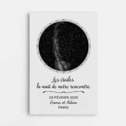 La Nuit De Notre Rencontre Avec Étoiles - Cadeau Personnalisé | Toile Pour Couple