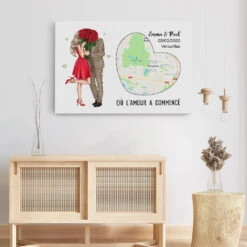 Où L'Amour A Commencé Avec Des Roses - Cadeau Personnalisé | Toile Pour Couple -Vivelamode Soldes Magasin 3686CFR3 ou lamour a commence avec des roses tableau pour couple personnalisable