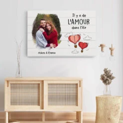 Il Y A De L'amour Dans L'air Avec Photo - Cadeau Personnalisé | Toile Pour Couple -Vivelamode Soldes Magasin 3688CFR3 il y a de lamour dans lair avec photo toile couple romantique personnalisee