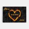 Cœur D'Amour Brûlant - Cadeau Personnalisé | Toile Pour Couple