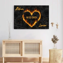 Cœur D'Amour Brûlant - Cadeau Personnalisé | Toile Pour Couple -Vivelamode Soldes Magasin 3690CFR3 coeur damour brulant toile couple personnalisee