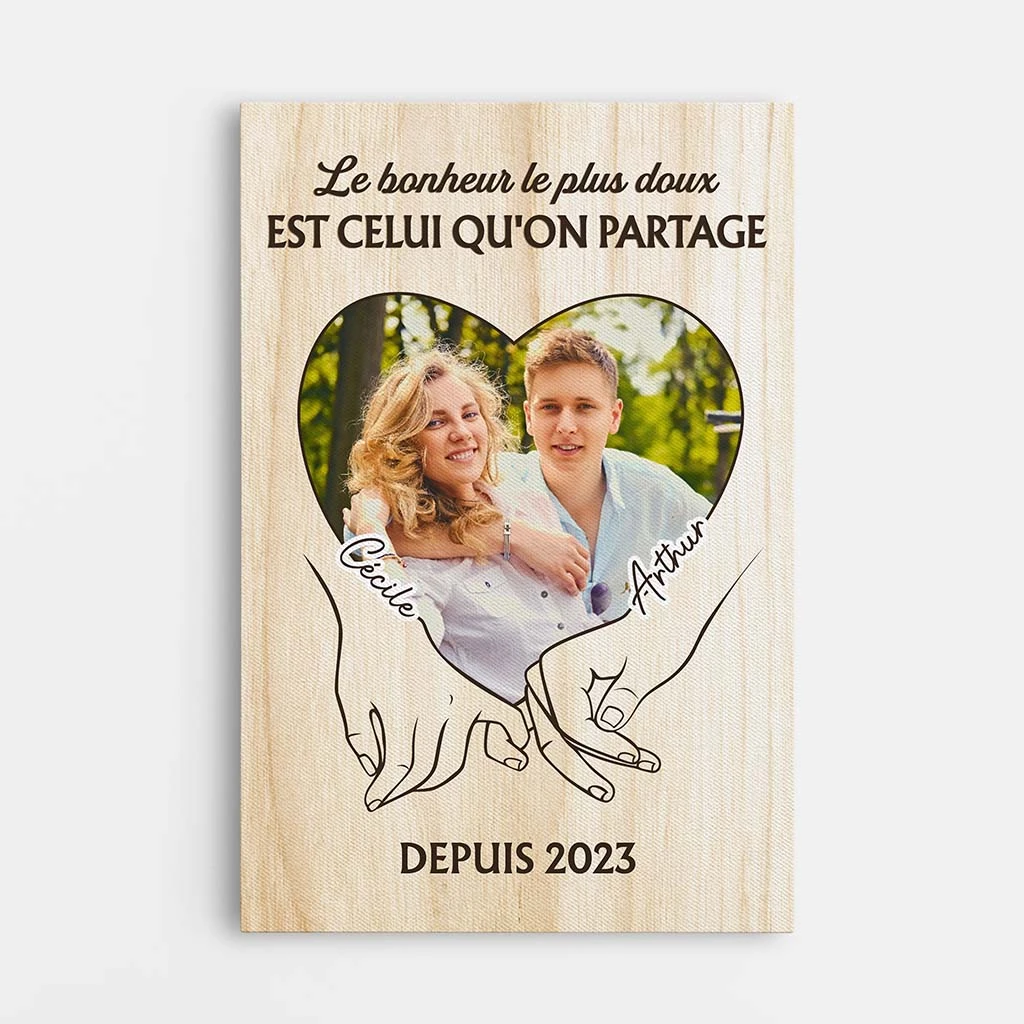 Le Bonheur Le Plus Doux Est Celui Qu'On Partage - Cadeau Personnalisé | Toile Pour Couple 1 Le Bonheur Le Plus Doux Est Celui Qu'On Partage - Cadeau Personnalisé | Toile Pour Couple