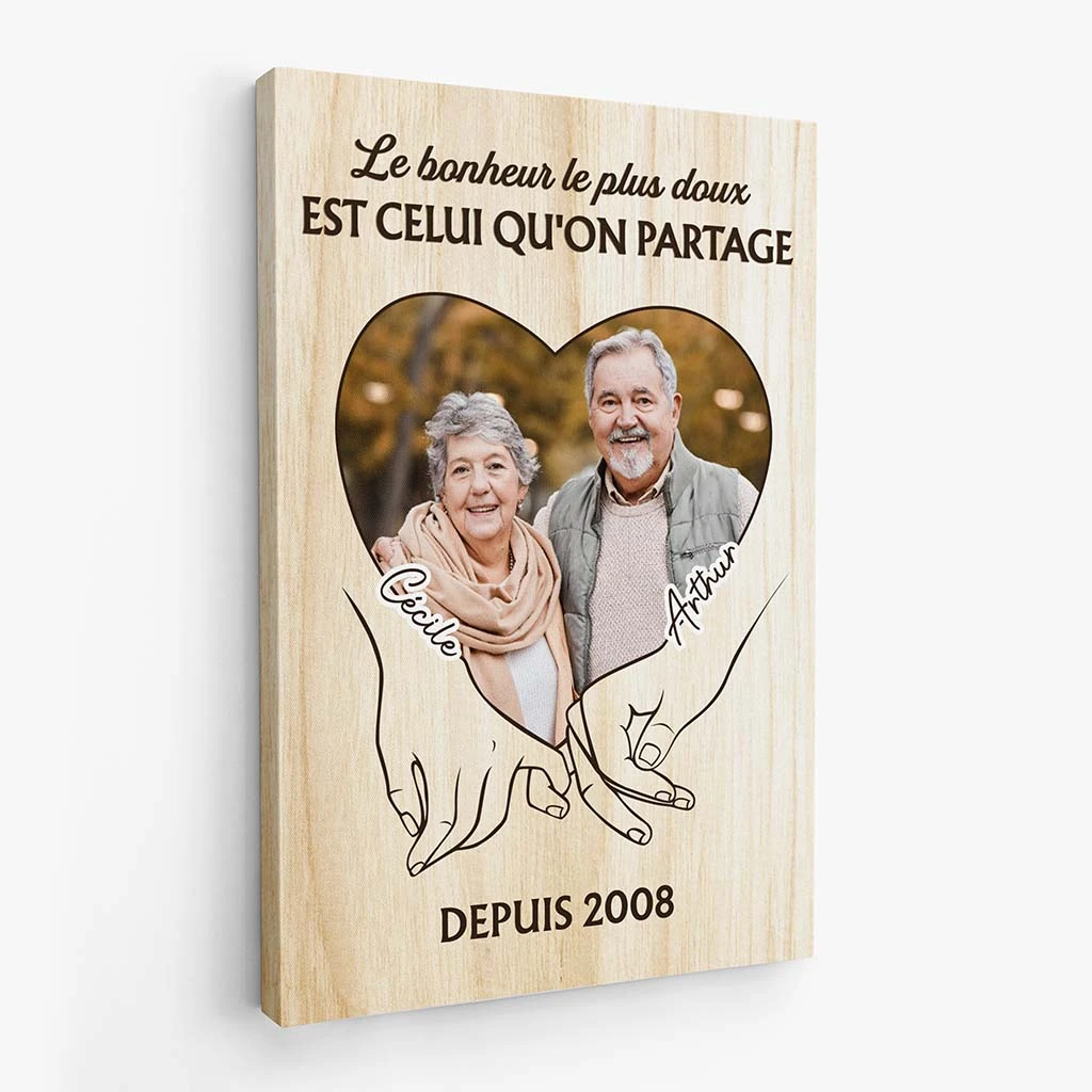 Le Bonheur Le Plus Doux Est Celui Qu'On Partage - Cadeau Personnalisé | Toile Pour Couple 2 Le Bonheur Le Plus Doux Est Celui Qu'On Partage - Cadeau Personnalisé | Toile Pour Couple – Image 2