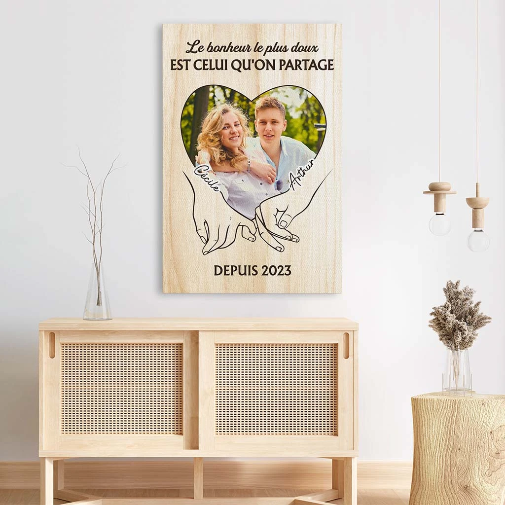 Le Bonheur Le Plus Doux Est Celui Qu'On Partage - Cadeau Personnalisé | Toile Pour Couple 3 Le Bonheur Le Plus Doux Est Celui Qu'On Partage - Cadeau Personnalisé | Toile Pour Couple – Image 3