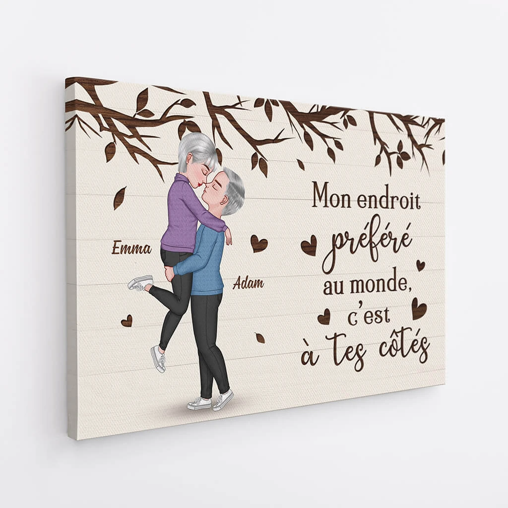 Mon Endroit Préféré Dans Ce Monde Version Romantique - Toile Personnalisable Pour Couple 2 Mon Endroit Préféré Dans Ce Monde Version Romantique - Toile Personnalisable Pour Couple – Image 2