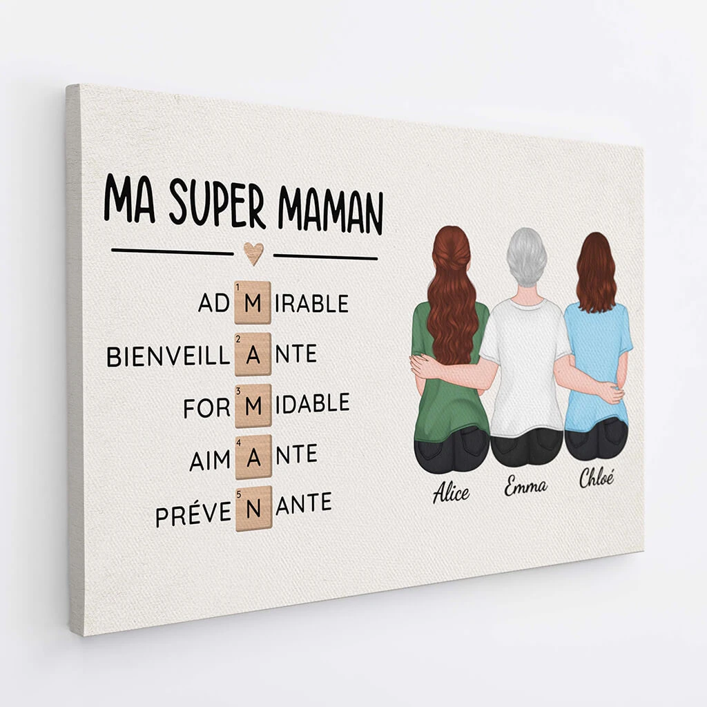 Ma Super Mamie Avec Mots Croisés - Cadeau Personnalisé | Toile Pour Mamie 2 Ma Super Mamie Avec Mots Croisés - Cadeau Personnalisé | Toile Pour Mamie – Image 2
