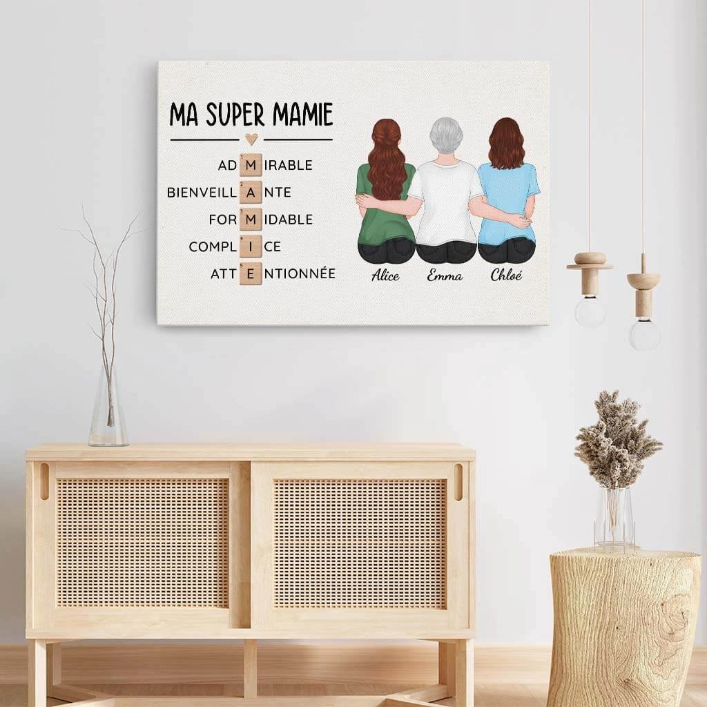 Ma Super Mamie Avec Mots Croisés - Cadeau Personnalisé | Toile Pour Mamie 3 Ma Super Mamie Avec Mots Croisés - Cadeau Personnalisé | Toile Pour Mamie – Image 3