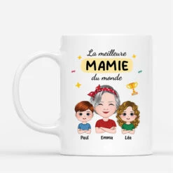 La Meilleure Mamie Du Monde Avec Son Tophée - Cadeau Personnalisé | Mug Pour Mamie