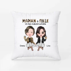 Maman Et Fille Léopard - Cadeau Personnalisé | Coussin Pour Maman