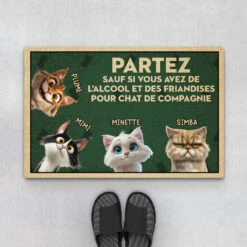 Chat, Alcool Et Des Friandises - Paillasson Chat Personnalisé