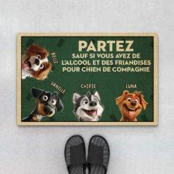 Chien, Alcool Et Des Friandises - Paillasson Personnalisé Chien