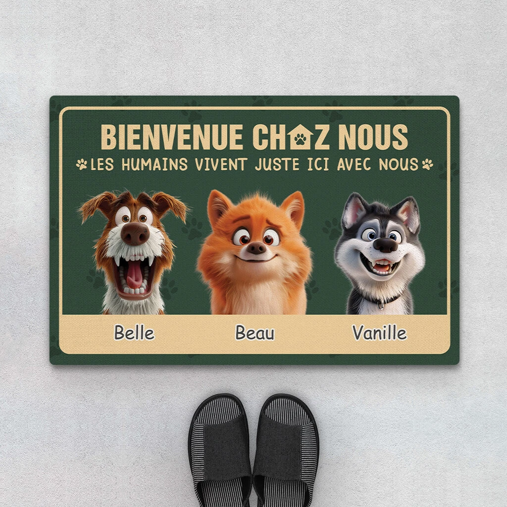 Bienvenue Chez Nous Avec Chiens Version Cartoon - Cadeau Personnalisé | Paillasson Pour Amoureux Des Chiens 1 Bienvenue Chez Nous Avec Chiens Version Cartoon - Cadeau Personnalisé | Paillasson Pour Amoureux Des Chiens