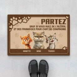 Paillasson Chat Malin, Alcool Et Des Friandises Personnalisé Chat
