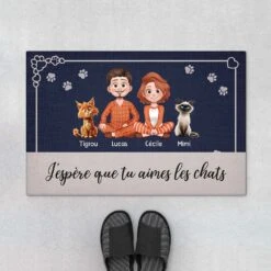 Dessin Animé 3D - J'espère Que Tu Aimes Les Chats - Cadeau Personnalisé | Paillasson Pour Amoureux Des Chats