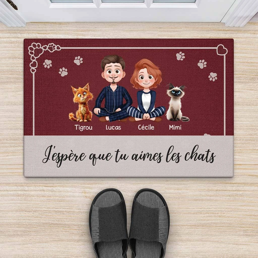Dessin Animé 3D - J'espère Que Tu Aimes Les Chats - Cadeau Personnalisé | Paillasson Pour Amoureux Des Chats 2 Dessin Animé 3D - J'espère Que Tu Aimes Les Chats - Cadeau Personnalisé | Paillasson Pour Amoureux Des Chats – Image 2
