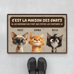 C'est La Maison Des Chats - Cadeau Personnalisé | Paillasson Pour Amoureux Des Animaux