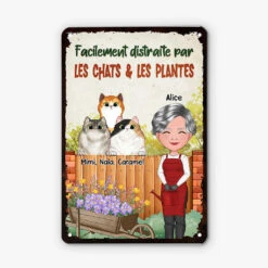 Facilement Distraite - Plaque En Métal Personnalisée Avec Chat -Vivelamode Soldes Magasin 4031EFR2 plaque en metal personnalisee avec chat facilement distraite 4031etq0d
