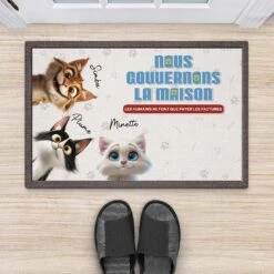 Nous Gouvernons La Maison Design Cartoon Humour - Cadeau Personnalisé | Paillasson Pour Amoureux Des Chats -Vivelamode Soldes Magasin 4066DFR2 paillasson chat personnalise nous gouvernons la maison design humour 4066d9t5d