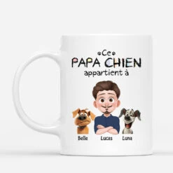 Ce Papa Appartient À Design Cartoon - Cadeau Personnalisé | Mug Pour Amoureux Des Chiens