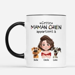 Cette Maman Chien Appartient À Design Cartoon - Cadeau Personnalisé | Mug Pour Amoureux Des Animaux