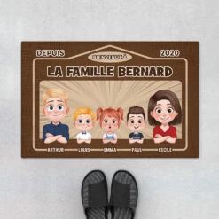 Bienvenue Chez Famille Version Brun - Cadeau Personnalisé | Paillasson Pour Famille