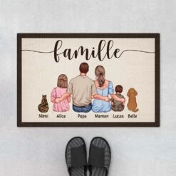 La Famille Vue De Dos - Cadeau Personnalisé | Paillasson Pour Famille