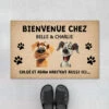 Bienvenue Chez Version Cartoon - Cadeau Personnalisé | Paillasson Pour Amoureux Des Chiens