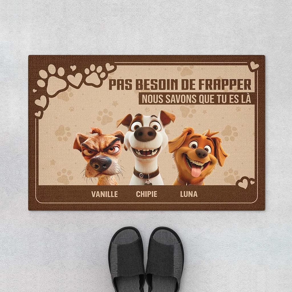 Pas Besoin De Frapper Design Cartoon - Cadeau Personnalisé | Paillasson Pour Amoureux Des Chiens 1 Pas Besoin De Frapper Design Cartoon - Cadeau Personnalisé | Paillasson Pour Amoureux Des Chiens